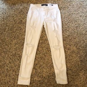Hollister white destroyed jeans
